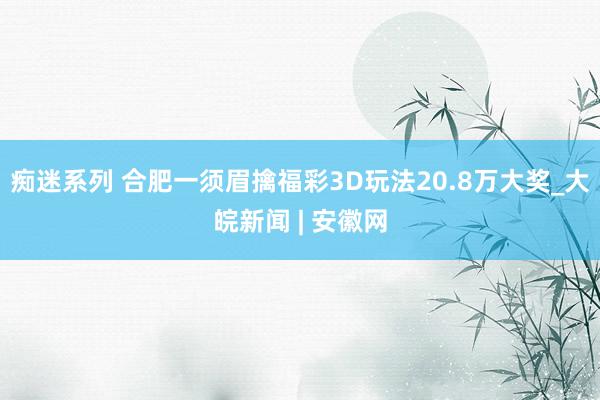 痴迷系列 合肥一须眉擒福彩3D玩法20.8万大奖_大皖新闻 | 安徽网