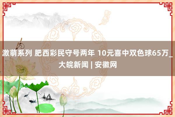 激萌系列 肥西彩民守号两年 10元喜中双色球65万_大皖新闻 | 安徽网