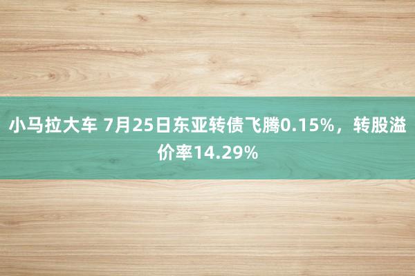 小马拉大车 7月25日东亚转债飞腾0.15%，转股溢价率14.29%