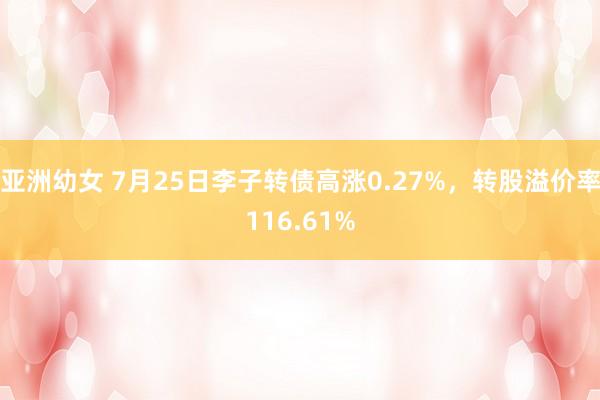 亚洲幼女 7月25日李子转债高涨0.27%，转股溢价率116.61%