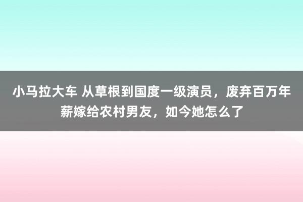 小马拉大车 从草根到国度一级演员，废弃百万年薪嫁给农村男友，如今她怎么了