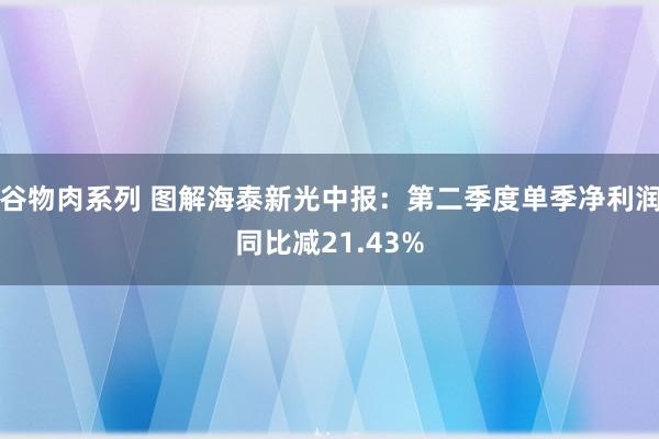 谷物肉系列 图解海泰新光中报：第二季度单季净利润同比减21.43%