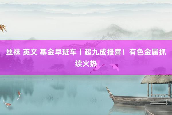 丝袜 英文 基金早班车丨超九成报喜！有色金属抓续火热