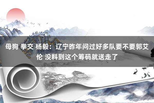 母狗 拳交 杨毅：辽宁昨年问过好多队要不要郭艾伦 没料到这个筹码就送走了