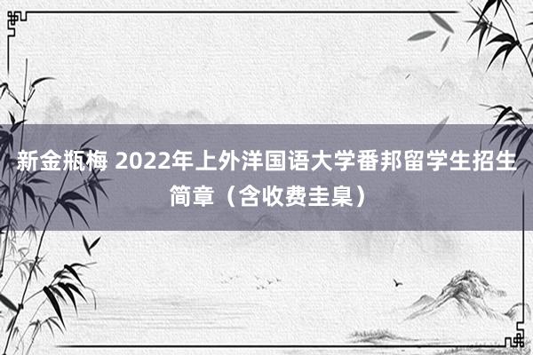 新金瓶梅 2022年上外洋国语大学番邦留学生招生简章（含收费圭臬）