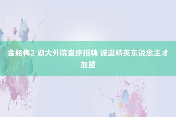 金瓶梅2 湖大外院寰球招聘 诚邀精英东说念主才加盟