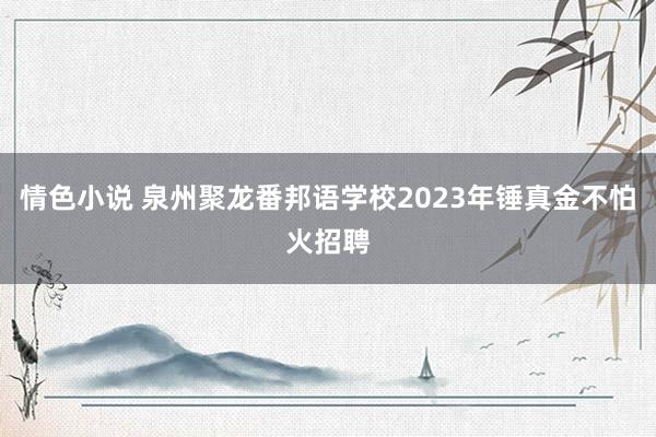 情色小说 泉州聚龙番邦语学校2023年锤真金不怕火招聘