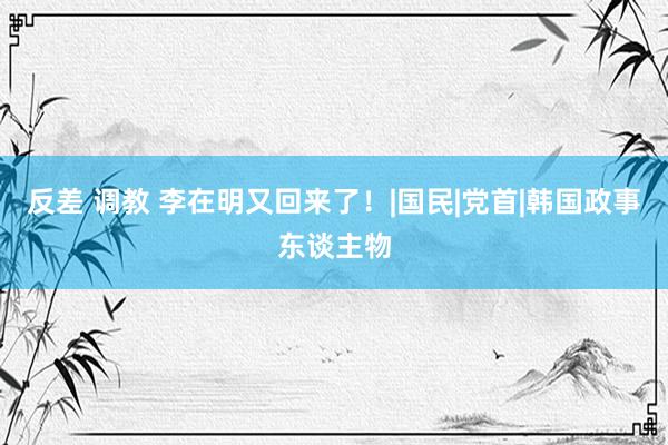 反差 调教 李在明又回来了！|国民|党首|韩国政事东谈主物